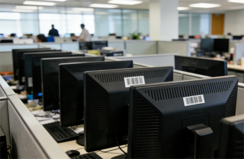 barcodes on asset tags 자산 태그에 있는 바코드