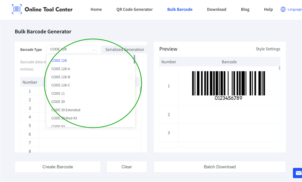 bulk barcode generator 대량 바코드 발전기