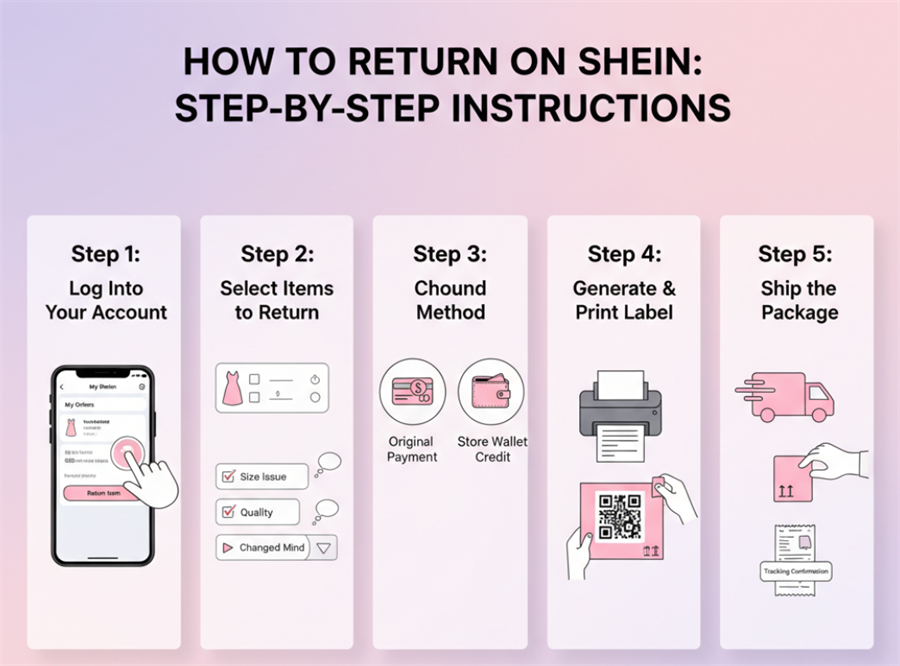 Step by step instrukcions of returning on shei에 돌아오는 단계