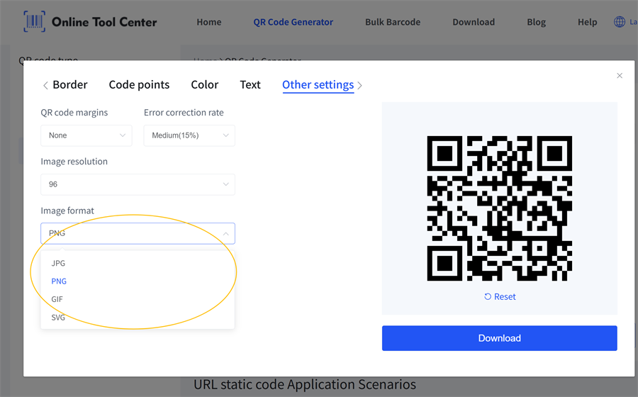 QR 코드 이미지 형식